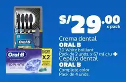 Makro Oral B crema dental 3d white brilliant + cepillo dental oral b complete color oferta