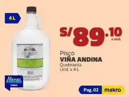 Makro Viña Andina Pisco Quebranta oferta