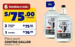 Makro Cuatro Gallos pisco puro oferta