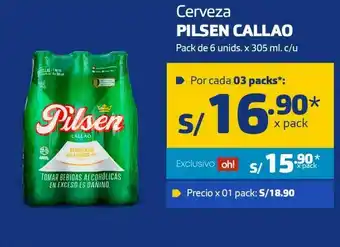 Makro Cerveza pilsen callao pack de 6 unids. x 305 m oferta