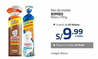 Makro Pan de molde bimbo bolsa x 750 g oferta