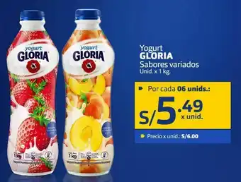 Makro Yogurt gloria sabores variados unid. x 1 kg oferta