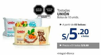 Makro Tostadas unión bolsa de 10 unids oferta