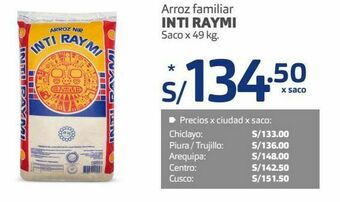 Makro Arroz familiar inti raymi saco x 49 kg. oferta