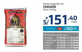 Makro Arroz superior nir faraon saco x 49 kg. oferta