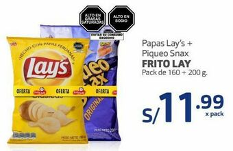 Makro Papas lay’s + piqueo snax frito lay pack de 160 + 200 g oferta