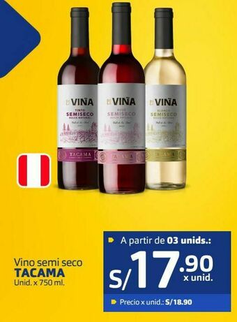 Makro Vino semi seco tacama unid. x 750 ml. oferta