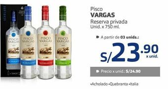 Makro Pisco vargas reserva privada unid. x 750 ml oferta