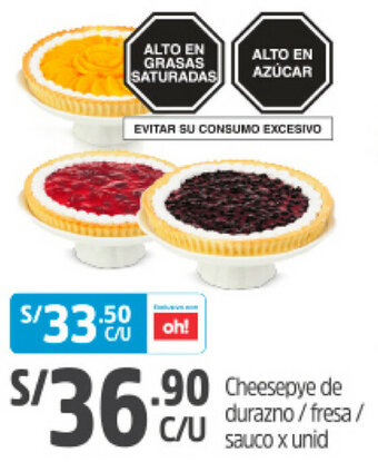 Plaza Vea Cheesepye de durazno / fresa / sauco x unid oferta