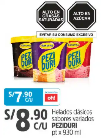 Plaza Vea Peziduri Helados Cásicos Sabores Variados 930ml oferta