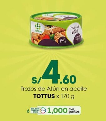 Tottus Trozos de Atun en aceite TOTTUS x 170g oferta
