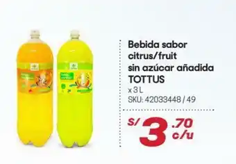 Hiperbodega Precio Uno Bebida sabor citrus / fruit sin azucar añadida TOTTUS oferta