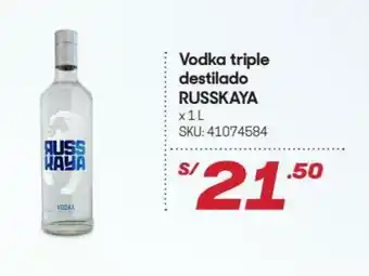 Hiperbodega Precio Uno Vodka destilado RUSSKAYA 1L oferta