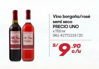 Hiperbodega Precio Uno Vino Borgoña / rose Semi Seco PRECIO UNO oferta