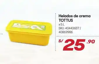 Hiperbodega Precio Uno Helados de crema TOTTUS 5L oferta
