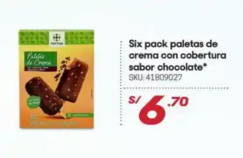 Hiperbodega Precio Uno Six Pack paletas de crema con cobertura sabor chocolate oferta