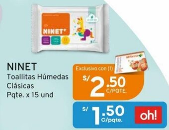 Mifarma Ninet Toallitas Húmedas Clásicas Pqte. x 15 und oferta