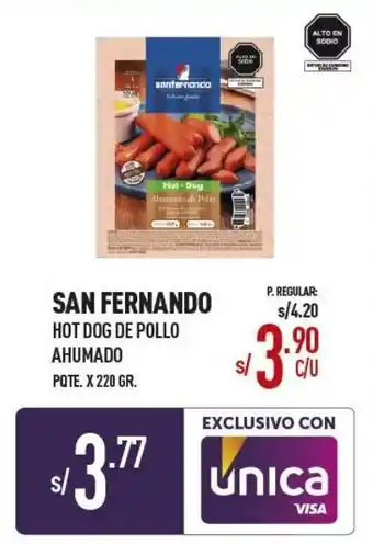 Vega San Fernando Hot Dog de Pollo Ahumado 220g oferta