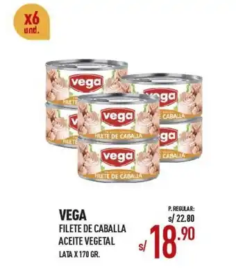 Vega Vega Filete de Caballa Aceite Vegetal 6 x 170g oferta