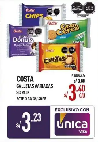 Vega Costa Galletas Variadas 6 x 34/36/40g oferta