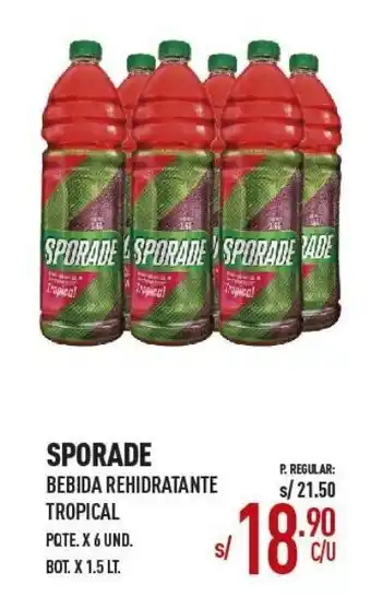 Vega Sporade Bebida Rehidratante Tropical 6 x 1.5L oferta