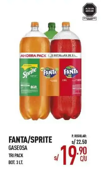 Vega Fanta/Sprite Gaseosa 3 x 3L oferta