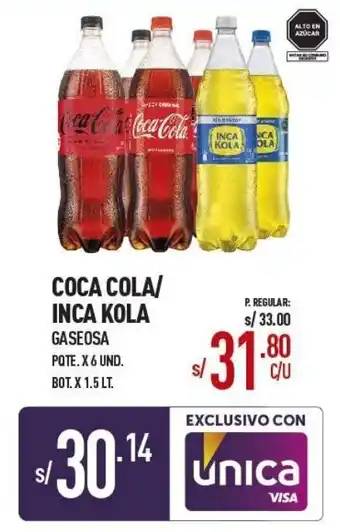 Vega Coca Cola/Inca Kola Gaseosa 6 x 1.5L oferta