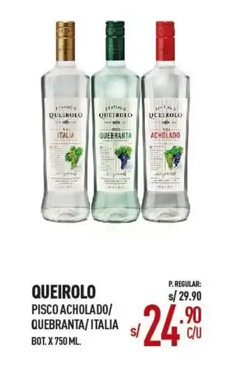 Vega Queirolo Pisco Acholado/Quebranta/Italia 750ml oferta
