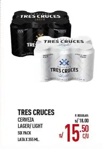 Vega Tres Cruces Cerveza Lager/Light 6 x 355ml oferta