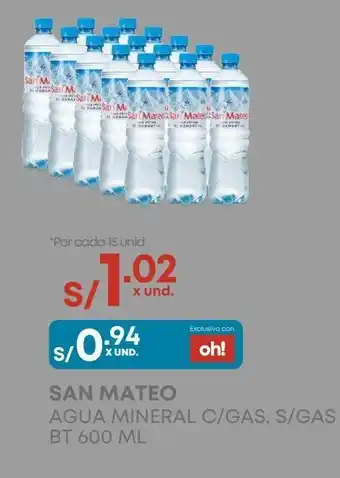 Makro Agua mineral san mateo 600ml oferta