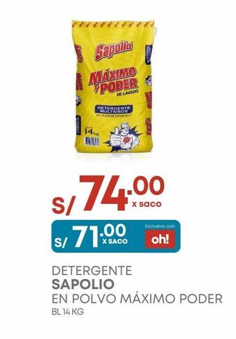Makro Detergente en polvo sapolio 14kg oferta
