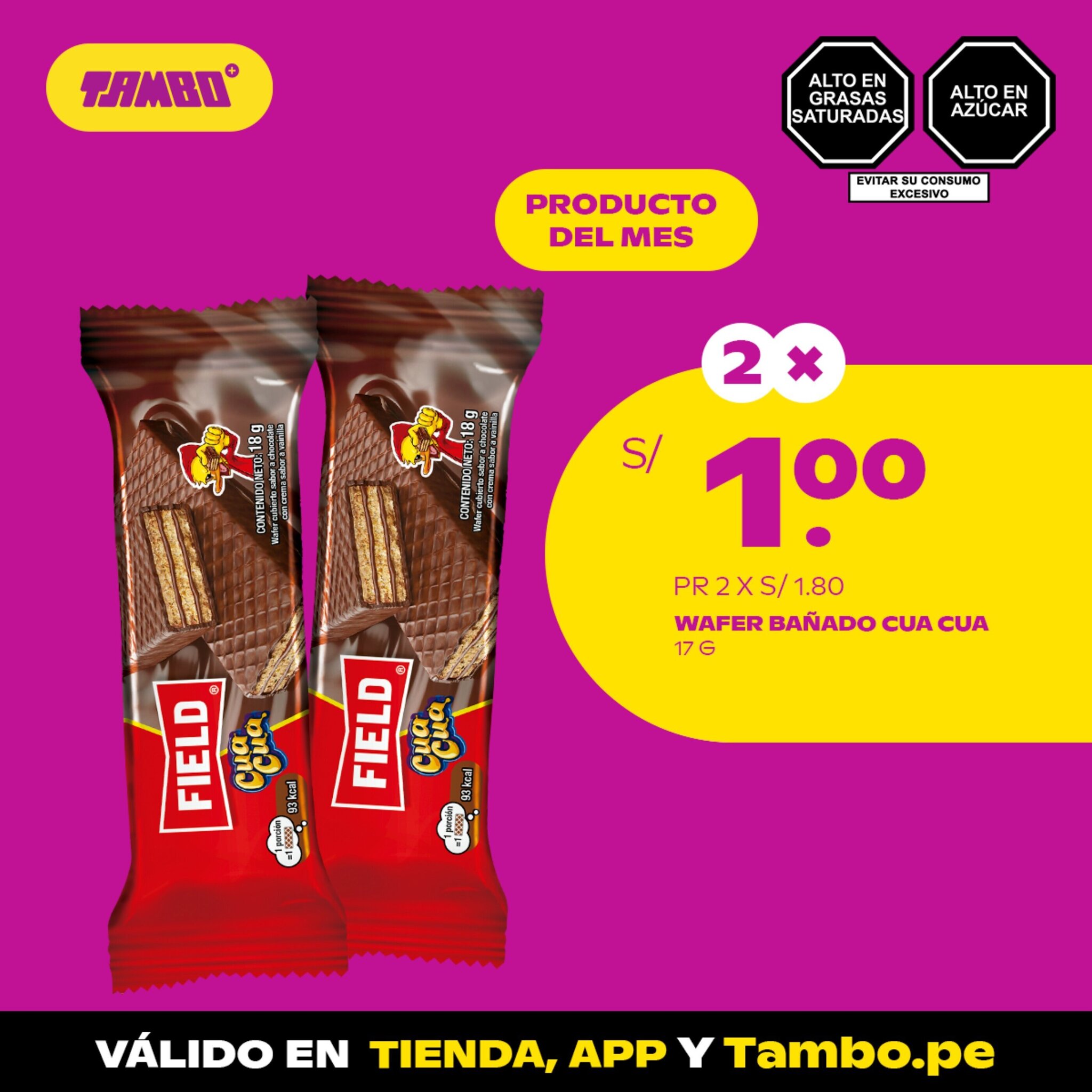 Wafer Bañado Cua Cua oferta en Tambo