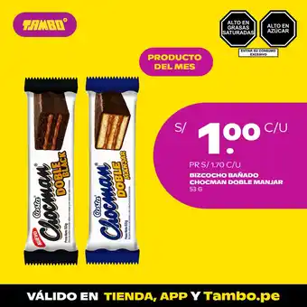 Tambo Bizcocho Bañado Chocman Doble Manjar oferta