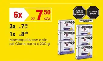 Metro Mantequilla con o sin sal Gloria barra x 200g oferta