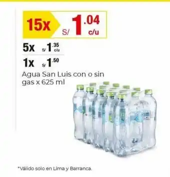 Metro Agua San Luis con o sin gas x 625ml oferta