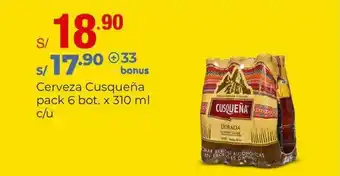 Metro Cerveza Cusqueña pack 6 bot. x 310 ml oferta