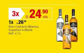 Metro Ron Cartavio Blanco, Superior o Black bot. x 1L oferta