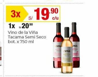 Metro Vino de la Viña Tacama Semi Seco Bot. x 750ml oferta