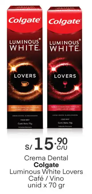 Crema Dental Colgate Luminous White Lovers Café / Vino Unid x 70gr