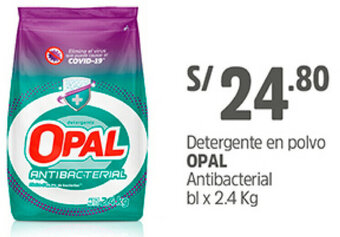 Plaza Vea Detergente en Polvo Opal Antibacterial bl x 2.4kg oferta
