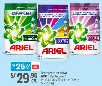 Plaza Vea Detergente en Polvo Ariel Revitacolor / Procuidado / Toque de Downy bl x 2.8kg oferta