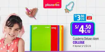 Plaza Vea Cuaderno Deluxe xteen COLLEGE oferta