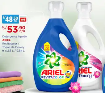 Plaza Vea Detergente Líquido Ariel Revitacolor Toque de Downy fr x 2.8L / 2.84L oferta