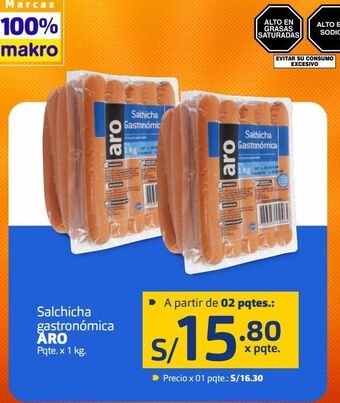 Makro Salchicha gastronómica aro pqte. x 1 kg. oferta