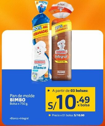 Makro Pan de molde bimbo bolsa x 750 g oferta