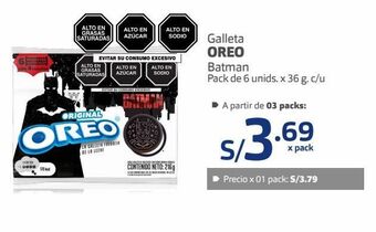 Makro Galleta oreo batman pack de 6 unids. x 36 g. c/u oferta