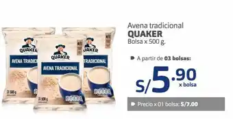 Makro Avena tradicional quaker bolsa x 500 g. oferta