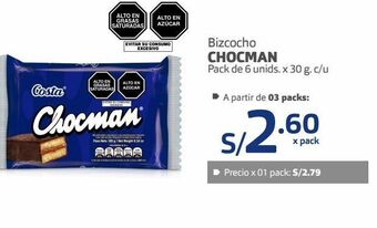 Makro Bizcocho chocman pack de 6 unids. x 30 g. c/u oferta