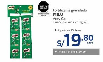 Makro Fortificante granulado milo activ-go tira de 24 unids. x 18 g. c/u oferta
