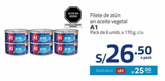 Makro Filete de atún en aceite vegetal a1 pack de 6 unids. x 170 g. c/u oferta